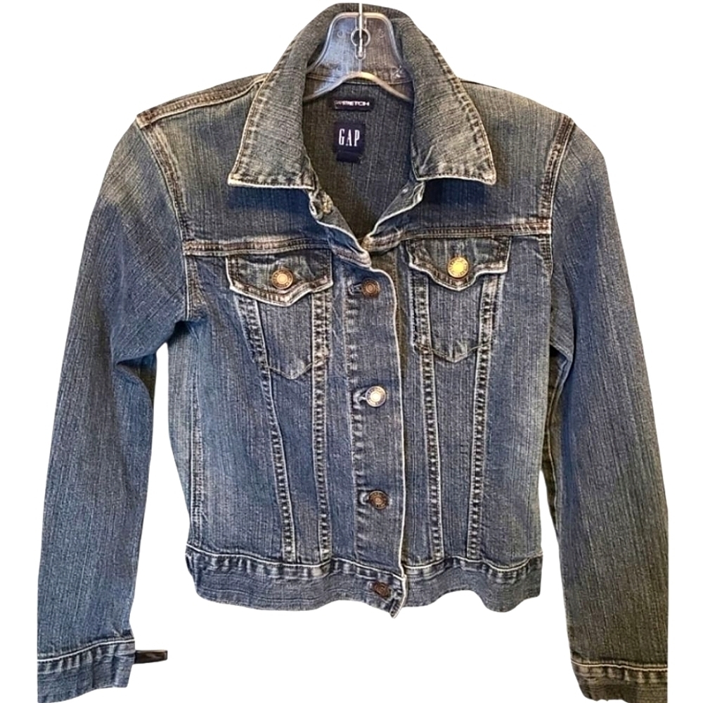 GAP Women's Blue Button Down Denim Jean Jacket Medium Wash Size XS
